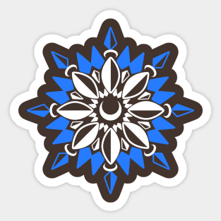 Abstract Moon Flower Print (Blue) Sticker